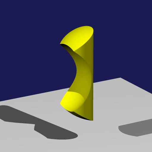 The intersection between a cylinder and a sphere substracted from another sphere